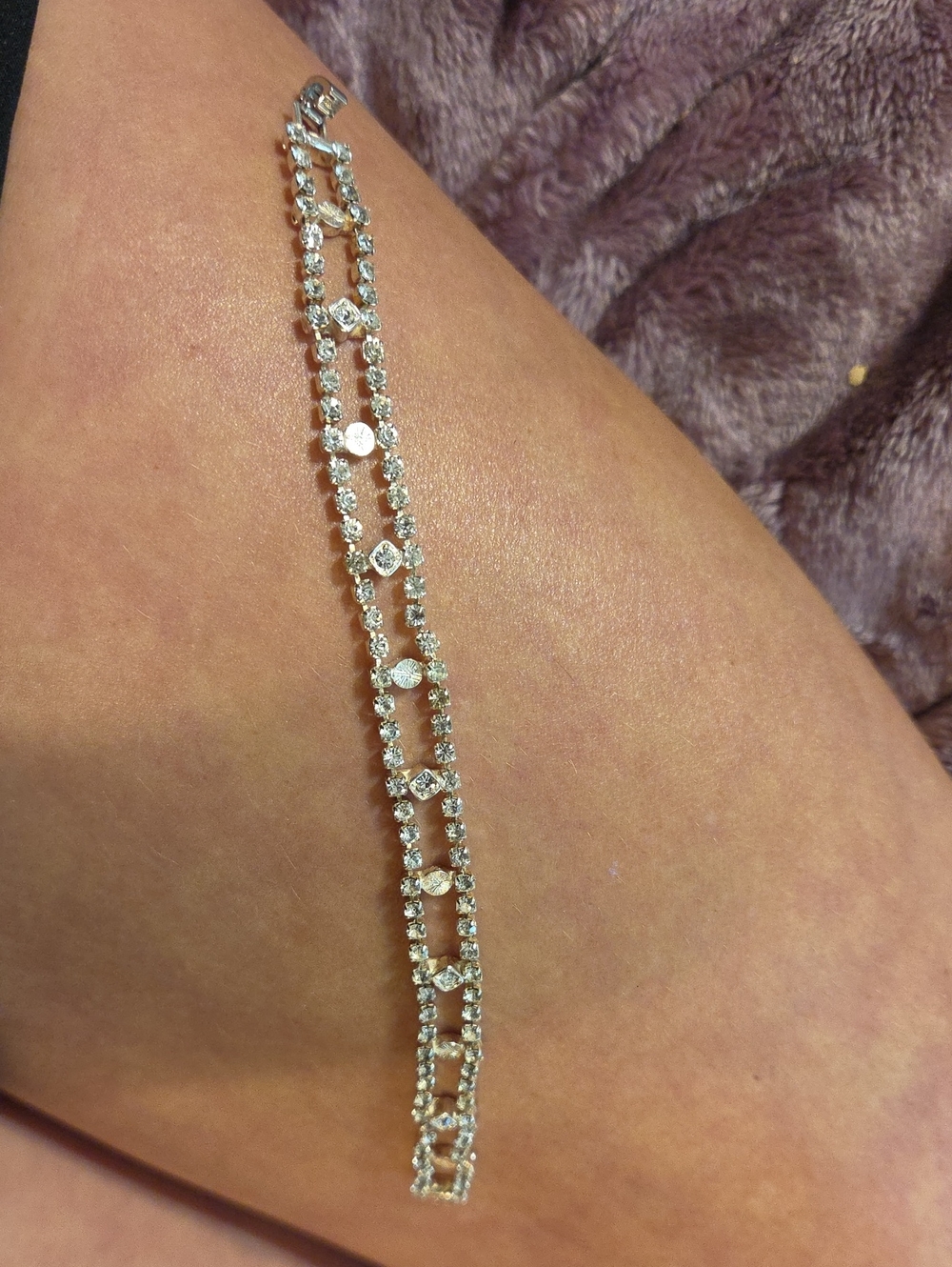 925 Silver Crystal Double Strand Tennis Bracelet